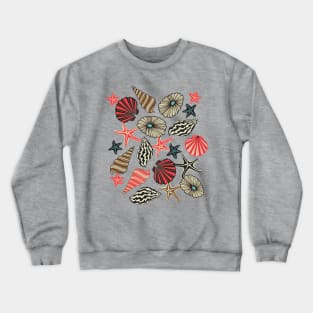 OCEAN JEWELS Seashells Coastal Retro Beach with Starfish Urchins Limpets Scallop Shells - UnBlink Studio by Jackie Tahara Crewneck Sweatshirt